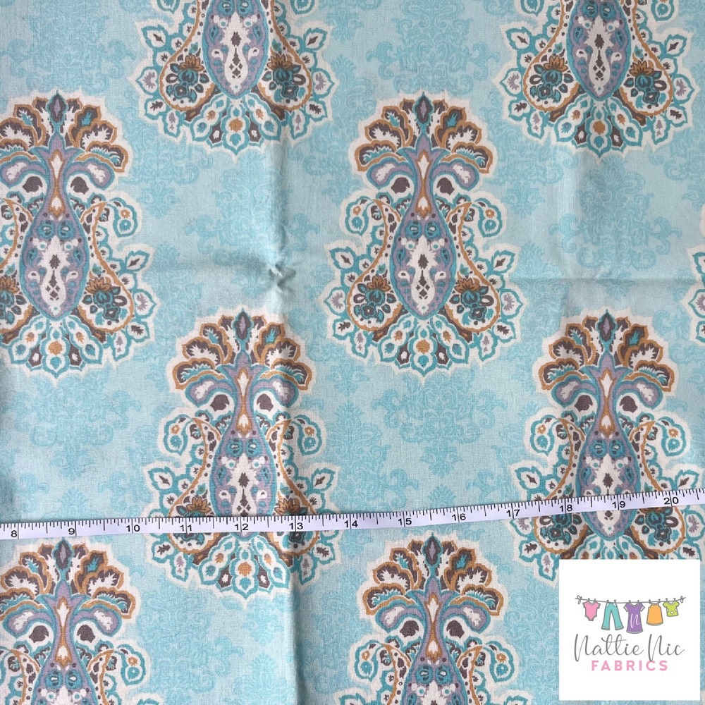 Keepsake Calico Aqua Medallion fabric,‎ 1 yard Last Yard